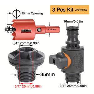 Kit combiné <span class=keywords><strong>d</strong></span>'ouvre-prise fileté en plastique 3/4'' pour <span class=keywords><strong>arrosage</strong></span> de jardin, robinet de seau <span class=keywords><strong>d</strong></span>'eau de pluie et valve à embout - Product Image 2