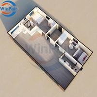 Maison conteneur préfabriquée mobile en panneaux sandwich pliables et extensibles WinFair de qualité économique, avec salle de bain et cuisine, fabriquée en Allemagne