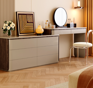 Coiffeuse moderne de luxe pour chambre à coucher maquillage <span class=keywords><strong>lit</strong></span> <span class=keywords><strong>escamotable</strong></span> <span class=keywords><strong>coffre</strong></span> en bois massif tiroirs miroir coiffeuse intégrée meubles de maison - Product Image 3