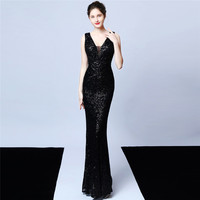 16681-S # paillettes robe de soirée queue de poisson élégante fête de célébrité réunion annuelle robe de club cultivée ObesityLady Super.Plus Size