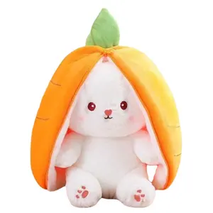 Custom Soft Peluches Anime Plushie Small Cute Kawaii Stuffed Animal Plush Carrot Strawberry Rabbit Bunny Plush Toys