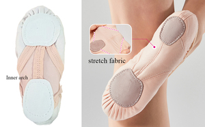 Nuove Scarpette da Ballo Classico in Tela Elasticizzata per Principianti, per Bambine, Rosa, Morbide, <span class=keywords><strong>con</strong></span> Cinturini Elastici Incrociati e Suola Divisa - Product Image 5