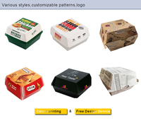 Caja para Hamburguesas de Cartón Corrugado, Diseño de Marca con Logotipo Personalizado, Ecológica, Hecha con Materiales Reciclados, Moderna, para Comida para Llevar