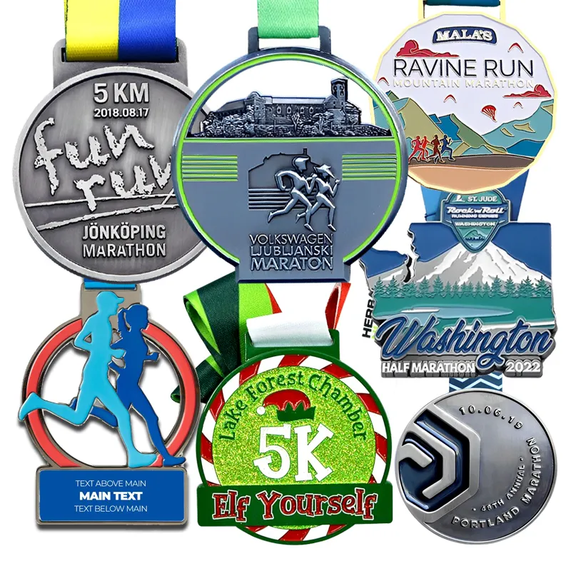 Aangepaste 5K 10K Hardlopen Zwemmen Voetbal Goud Metaal Custom Marathon Finisher Sportmedailles Fabrikant Voor Medailles