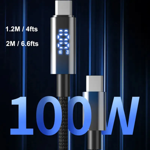 Cable tipo C a tipo C para cargador de iPhone, Cables DE DATOS DE 100W, pantalla Digital LDE, cargador USB a tipo C para iPhone, Cable para ordenador portátil - Product Image 6