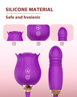 Vibromasseur en silicone en forme de rose pour point G, 12 fréquences, 100 % étanche, extension de langue pénétrante pour femme, stimulation clitoridienne par succion