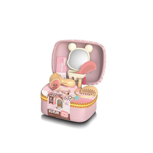 Mini Beauty Toy Set For Kids Pretend Play With Mirror Comb And Hairdryer In Pink Case Age 4-6Y - Product Image 1