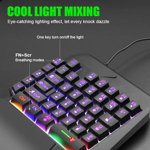 Nouveau clavier mécanique de jeu rétroéclairé RGB noir MOBA à une main, adaptateur de souris USB 2.0 pour téléphone portable - Product Image 3