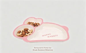 Plato de Melamina <span class=keywords><strong>Happy</strong></span> Rabbit de NYT |   Ligero y Seguro |   Perfecto para Comidas y Fiestas Infantiles - Product Image 4