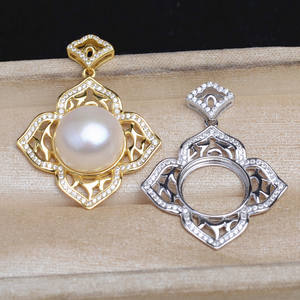 WENCHI Plateau vide pour pendentif en argent S925, forme lotus, 12,8-13 mm, design rétro Mabei, composant de bijouterie pour accessoires DIY - Product Image 5