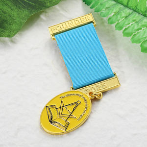 Distintivo in massoneria con spilla in massoneria con riconoscimento personalizzato per medaglie con spilla in smalto morbido placcato in oro - Product Image 2