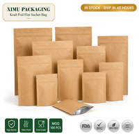 Sachet d'échantillon en papier kraft biodégradable écologique 6*8cm avec fermeture à trois soudures et fermeture éclair pour emballage alimentaire pour bébés