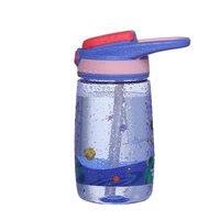 Bouteille d'eau personnalisée 400 ml en plastique écologique pour enfants avec couvercle et paille, style minimaliste, pour boire directement, eau bouillante