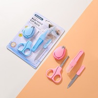 Portable 4 pièces en plastique sécurité coupe-ongles ensemble Kits de soins pour bébé avec accessoires de toilettage nouveau-né usage domestique bébé produit d'épreuvage