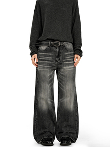 Vaqueros anchos de mezclilla para <span class=keywords><strong>hombre</strong></span>, de algodón ecológico oscuro tejido a medida, de pierna recta, cintura media, estilo urbano, ODM, para hombres de talla grande - Product Image 2