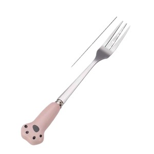 Cute Cat Paw Dessert Forks Stainless Steel 5 Pieces Dishwasher Safe For Kids Home Use - Product Image 3