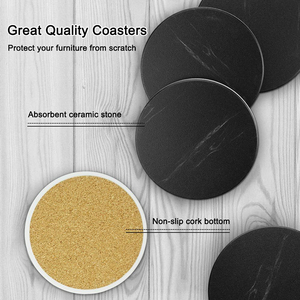 Wholesale 6 Pcs <strong>Cool</strong> Modern Drink Black Marble <strong>Coasters</strong> with Holder Hexagon Absorbent <strong>Coasters</strong> Set - Product Image 6