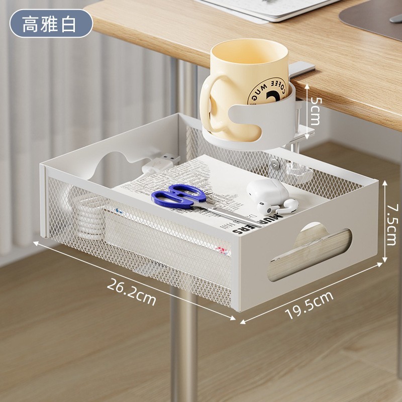 [New Arrival] White Cable Management Frame with Cup Holder
