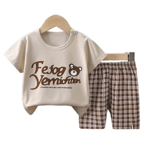 Vêtements pour enfants Vente en gros Pur coton Nouveau bébé Cartoon Home Wear Enfants Pyjama Ensemble Garçons Vêtements Ensembles - Product Image 4