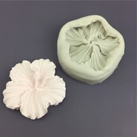 Moule en silicone gris de qualité alimentaire en forme de fleur d'hibiscus à cinq pétales pour chocolat, pâtisserie, fondant, plâtre, savon, résine époxy – Outil de décoration DIY