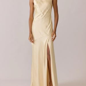 Robe de Soirée Élégante en Satin Personnalisée en Gros, Robe de Bal Modeste Asymétrique à Taille Fine et Coupe Droite - Product Image 6