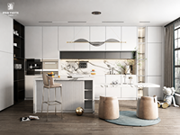 OEM Luxus Modulare Küchenschränke Glas/Acryl Kunstgranit-Arbeitsplatte Anpassbare Größe Farbe-B2B für Bauunternehmer