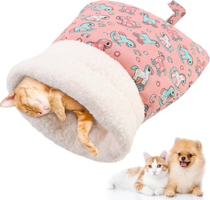 Sac de couchage confortable pour chat en laine d'agneau, nid douillet pour petit <span class=keywords><strong>chien</strong></span> et chaton, couverture chaude pour lit - Product Image 1