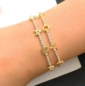 2021 nuevo diseño Full Zircon <span class=keywords><strong>Love</strong></span> Letters y Mama Letters pulseras, joyería de Latón chapado en oro de 18K - Product Image 2