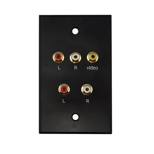 av wall plate aluminium 5 RCA faceplate/wall socket