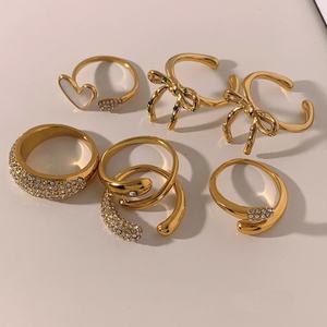 Anillos de Lujo de Acero Inoxidable con Diamantes Diseño Abierto de Lazo de Amor Personalizado Hip Hop Estilo INS Conjunto de Anillos de Lazo Joyería de Moda - Product Image 3