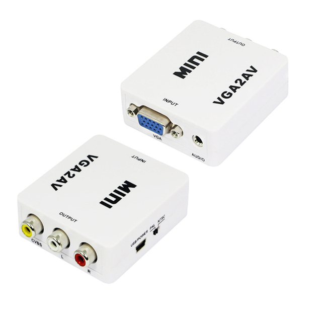 Wholesales Mini HD 1080P Audio Video Converter AV RCA to VGA Converter Box ,VGA to RCA Adapter for HD TV Box PC