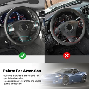 Volante de Fibra de Carbono para <span class=keywords><strong>Chevrolet</strong></span> Corvette C6 2006-2011, Volante en Forma de D con Base Plana e Indicador de Cambio LED - Product Image 6
