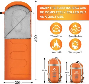 Sacco a pelo portatile impermeabile e caldo da campeggio leggero e confortevole personalizzato con sacco a compressione - Product Image 3