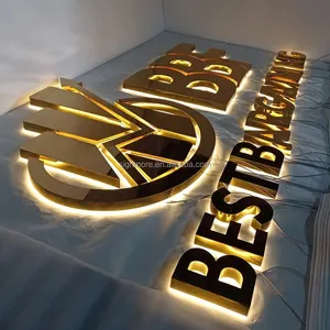 Канал с подсветкой, буква, логотип, 3d настенный светодиодный знак, дизайн, пользовательский свет из нержавеющей стали, металлический офисный светодиодный логотип