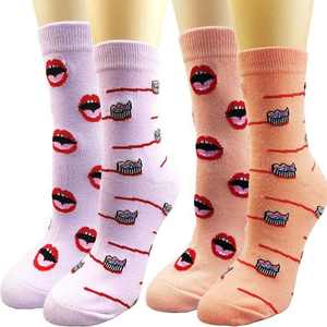 Venta al por mayor Crazy novedad labio AB Calcetines estampados divertidos calcetines <span class=keywords><strong>de</strong></span> algodón no coincidentes para las <span class=keywords><strong>mujeres</strong></span> - Product Image 2