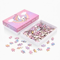 Puzzle licorne magique 501~1000 pièces Nuage arc-en-ciel Dessin animé en relief Feuille d'or Jouet éducatif Décoration murale de la maison Noël