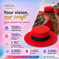 Chapeaux Fedora en feutre pour femmes et adultes, modèle 2026 Shinehats OEM, élégants et chics, de couleur rouge personnalisée, à large bord, avec ceinture