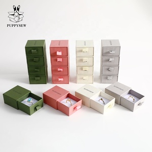 PUPPYSEW Ring Box Jewelry <b>Drawer</b> Boxes High Quantity Texture Paper V-groove Sliding Cardboard Package Box With Custom logo - Product Image 2