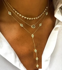 Nuevo Collar Largo con Colgante de Ojo Turco <span class=keywords><strong>y</strong></span> Circonitas 5A, Chapado en Oro <span class=keywords><strong>y</strong></span> Plata, Joyería de Moda para Mujer - Product Image 2