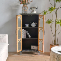 Meuble de rangement vintage en bois noir, style campagnard, facile à assembler, pour salon, entrée, hôtel, appartement, meuble d'appoint