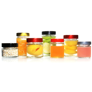 Customized LOGO Square Round Glass Food Storage Honey Jars Glass Jars With Metal Lids