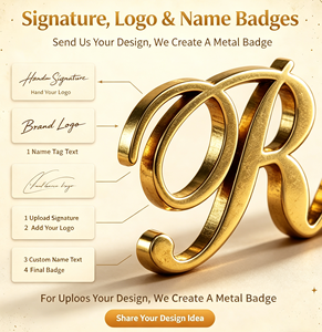 Broches personnalisées en métal pour anniversaire et mariage, épingles de revers pour costumes et chapeaux avec monogramme et initiales plaquées or - Product Image 2