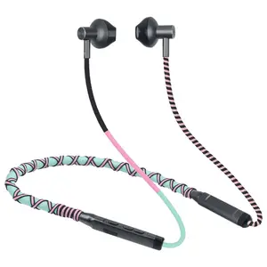 Personalización de alta calidad flexible plegable de alta potencia inalámbrico Bluetooth estéreo trenzado deportes auricular para colgar en el cuello