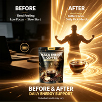 Poudre de café énergétique à la maca en marque privée pour la santé masculine avec un effet stimulant instantané, boisson naturelle de qualité supérieure à base de ginseng