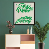 Pochoir mural réutilisable en PET à motifs de feuilles tropicales pour le dessin et la peinture DIY, lavable, 70x60cm