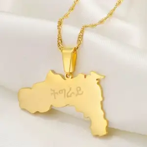 Inspire jewelry Personalized Gold Tigray Map Pendant Necklace Ethiopia Tigray Map Necklace Minimalist Jewelry Tigray Culture