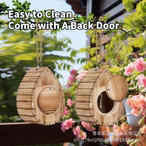 Mangeoire à papillons suspendue en bois, ornement de jardin extérieur en bois massif naturel - Product Image 2