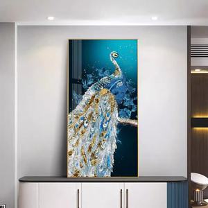 Moderna y Hermosa Decoración de Pared con Diseño de Pavo Real para Sala de Estar o Comedor, Arte LED para el Hogar, Pintura de Porcelana de Cristal Personalizada - Product Image 4