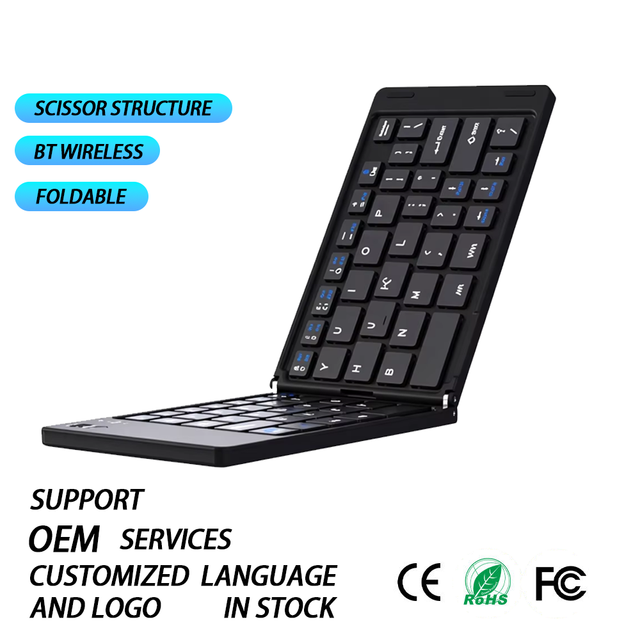 New Factory Wholesale Foldable for Wireless Keyboard Ultra Thin Plug Play Type-C Rechargeable Multi-device Compatible