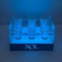 Présentoir LED pour verres à shot, porte-gobelets, plateau de service et présentoir de bouteilles pour bars, hôtels, restaurants et boîtes de nuit